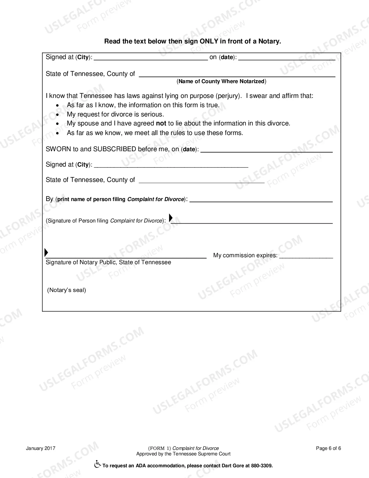 Preview Complaint for Divorce