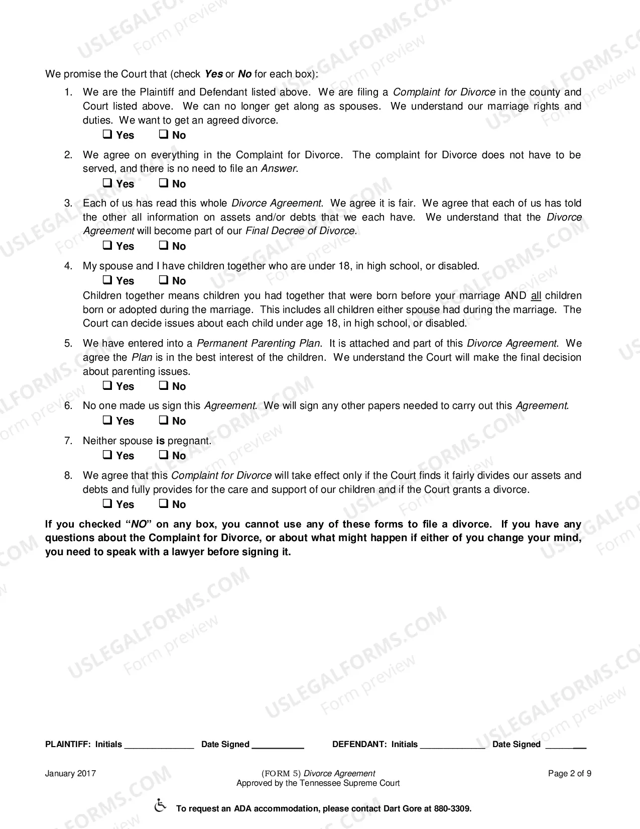 Preview Divorce Agreement