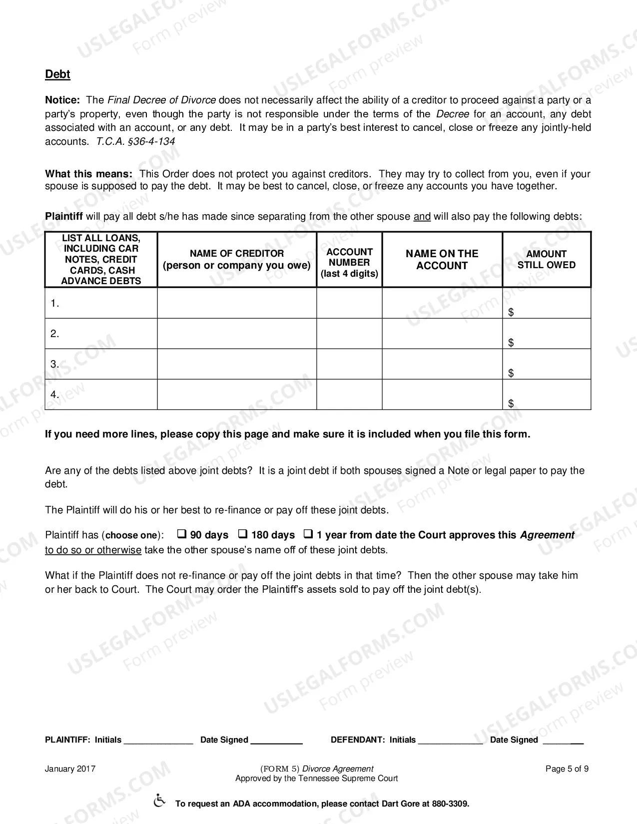Preview Divorce Agreement