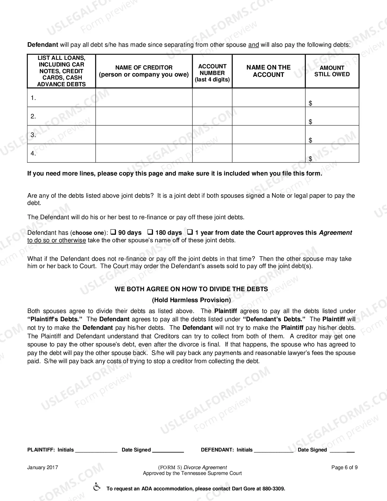 Preview Divorce Agreement