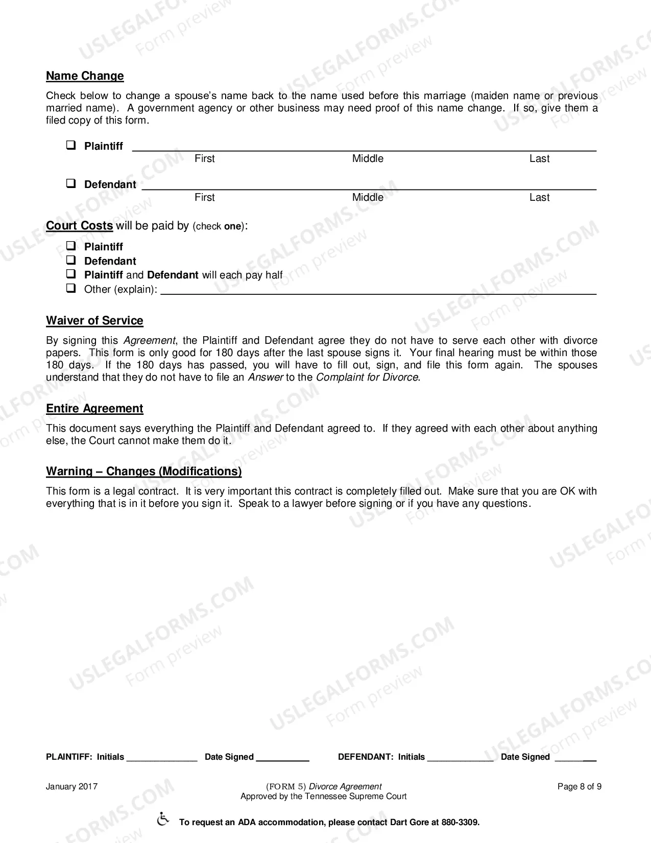 Preview Divorce Agreement