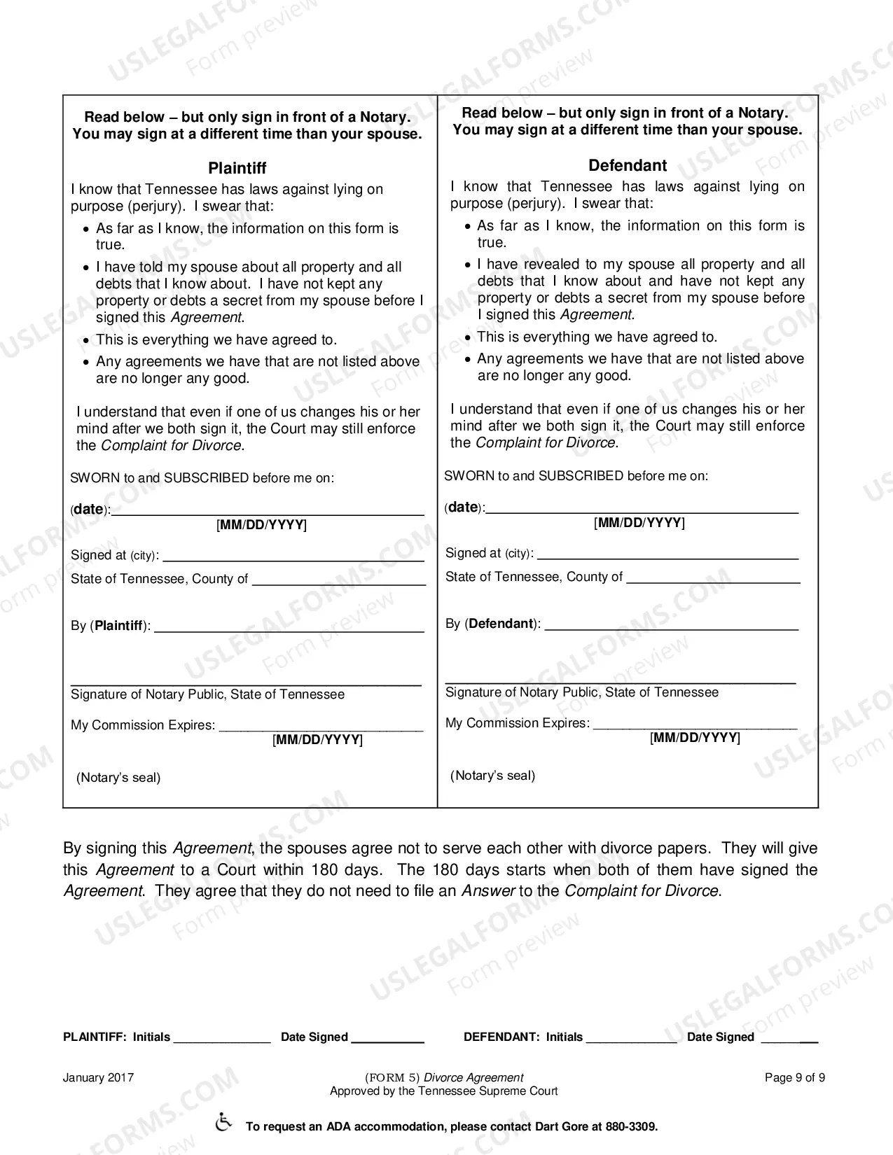 Preview Divorce Agreement