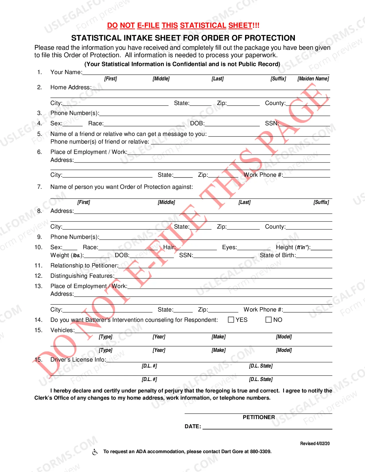 Preview Order of Protection Forms Packet