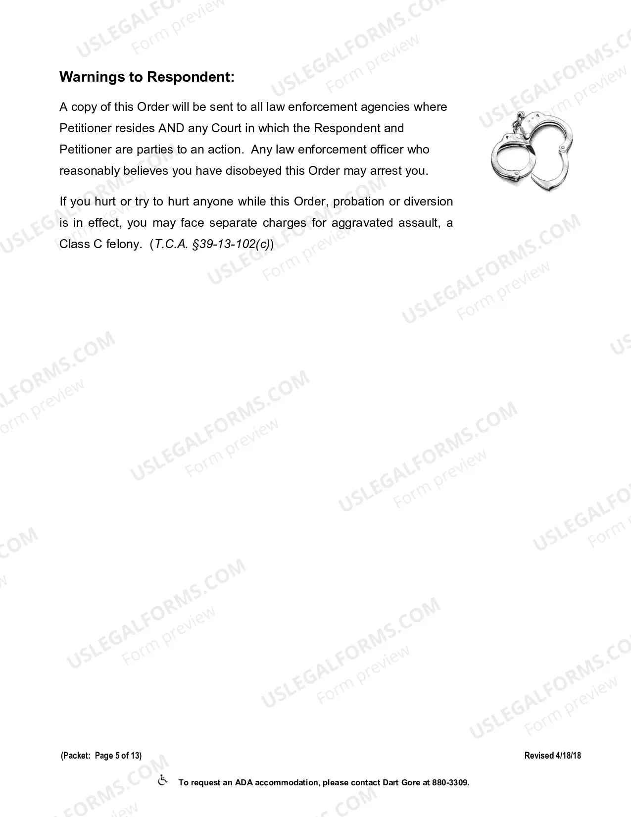 Preview Order of Protection Forms Packet