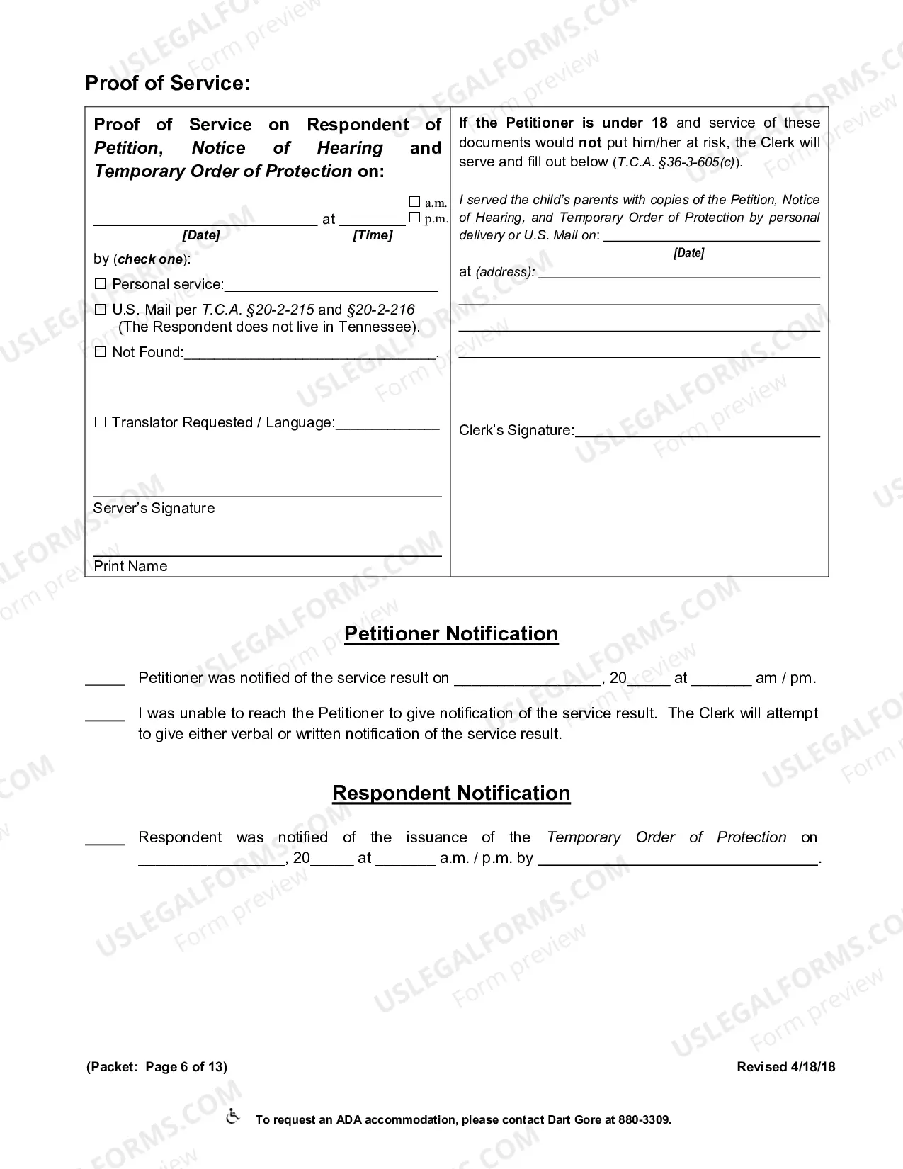 Preview Order of Protection Forms Packet