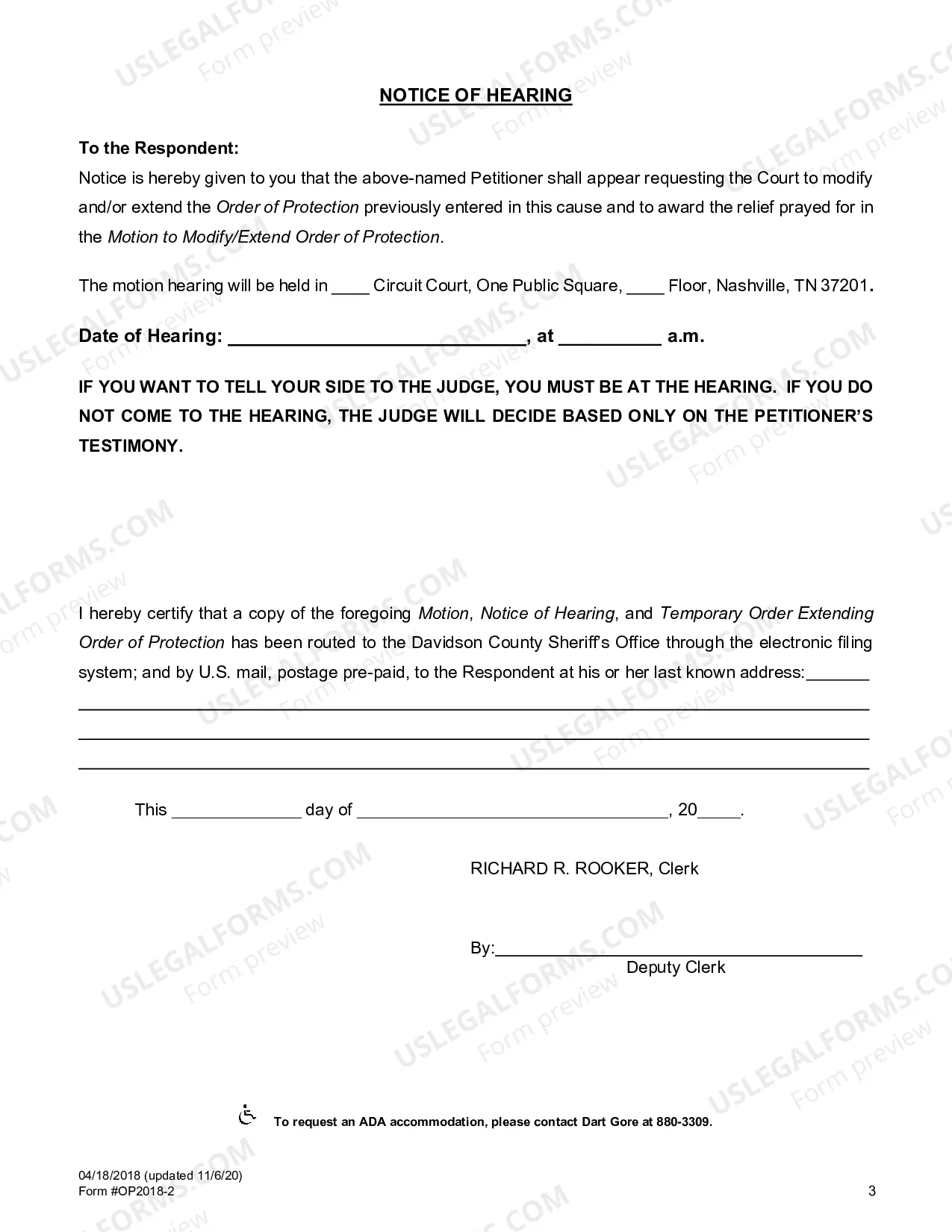 Preview Order of Protection Modify or Extend