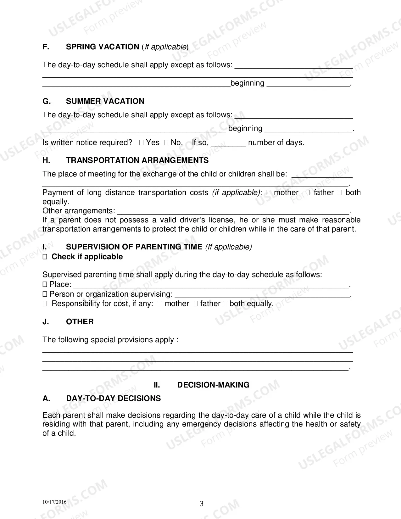 Preview Permanent Parenting Plan