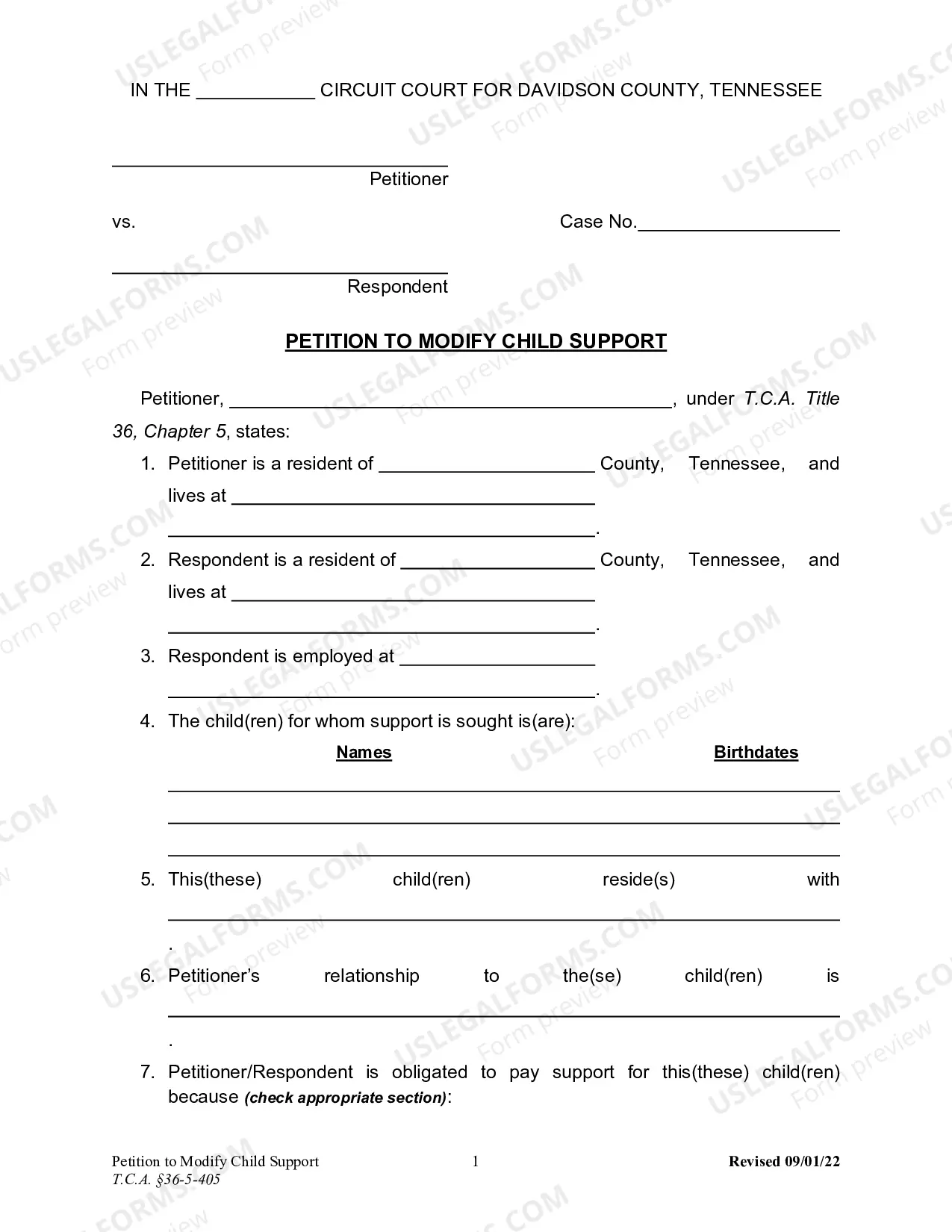 Preview Petition to Modify Child Support