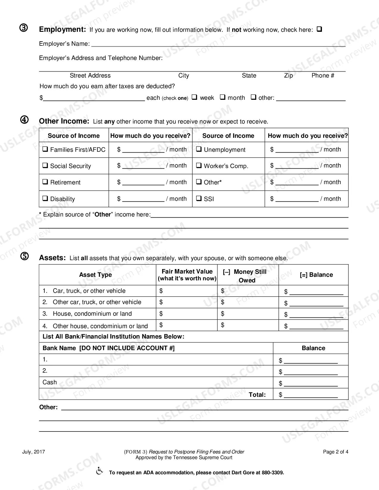 Preview Request to Postpone Fees