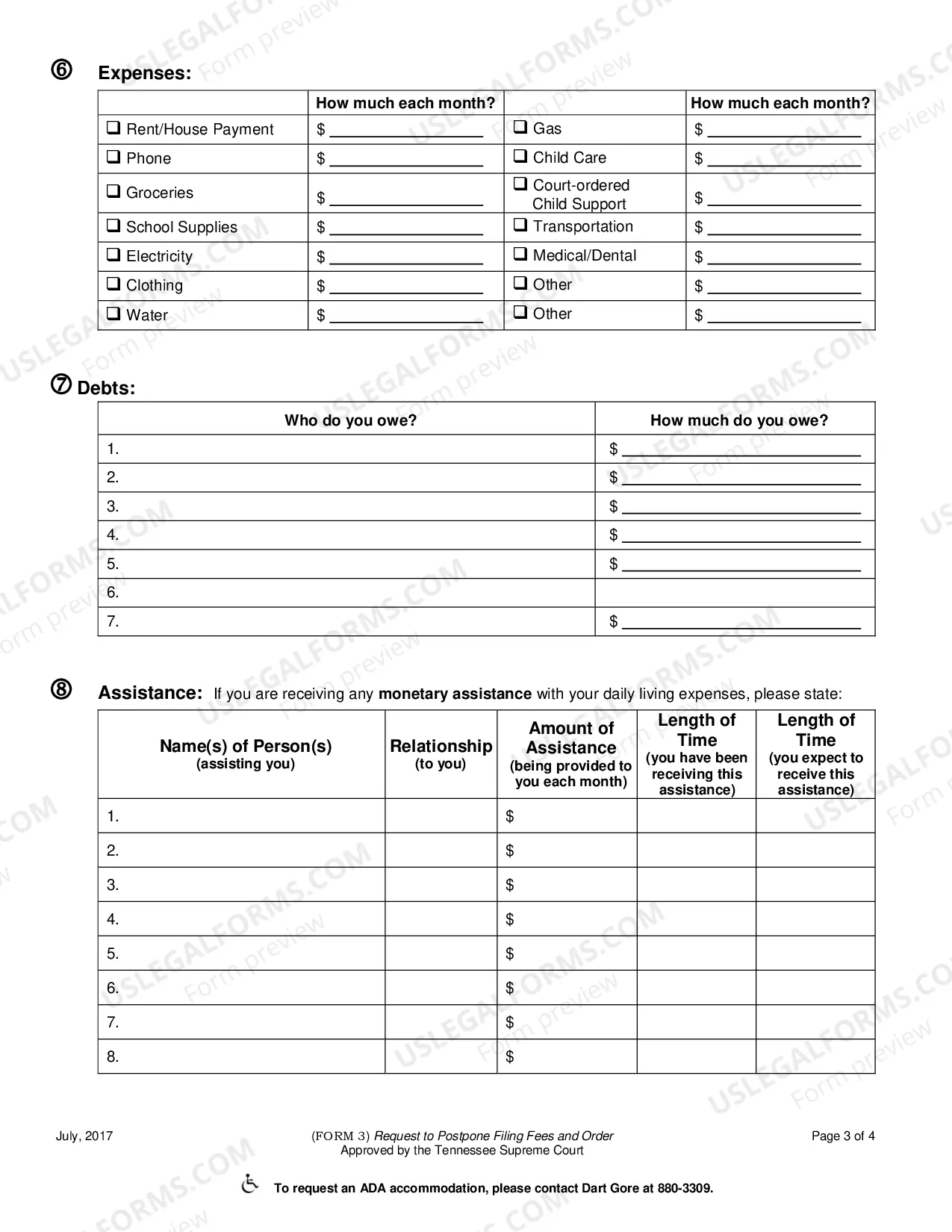 Preview Request to Postpone Fees