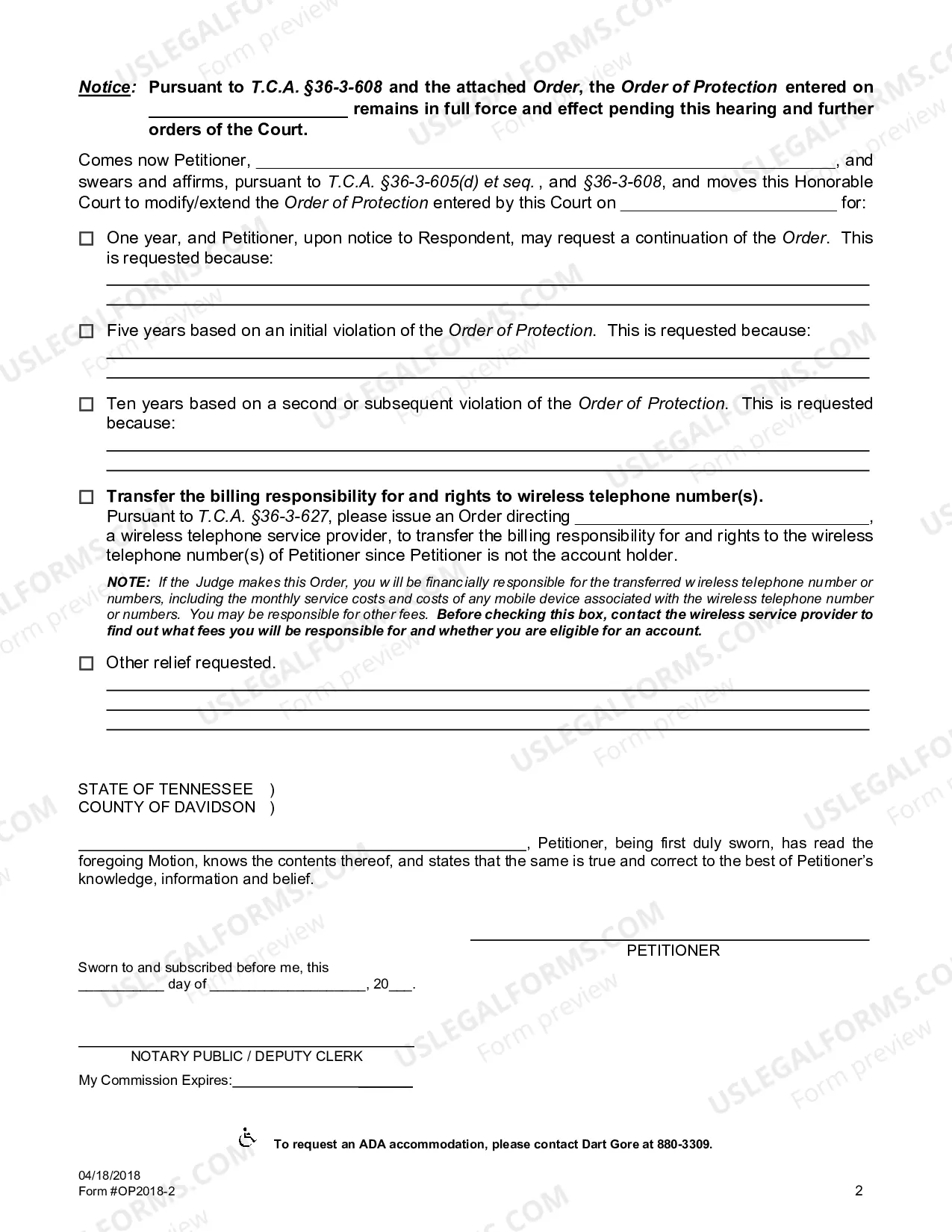 Preview Order of Protection Modify or Extend