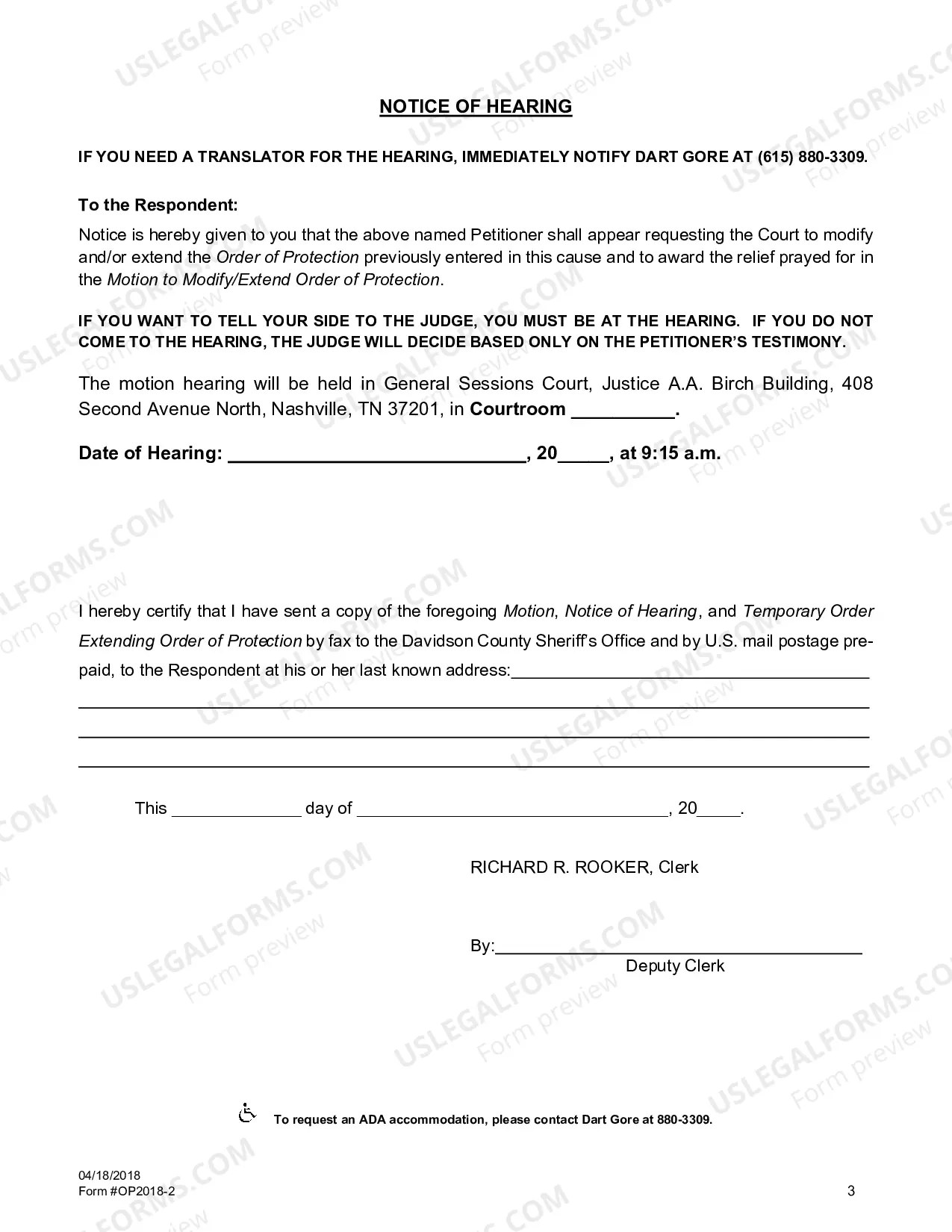 Preview Order of Protection Modify or Extend