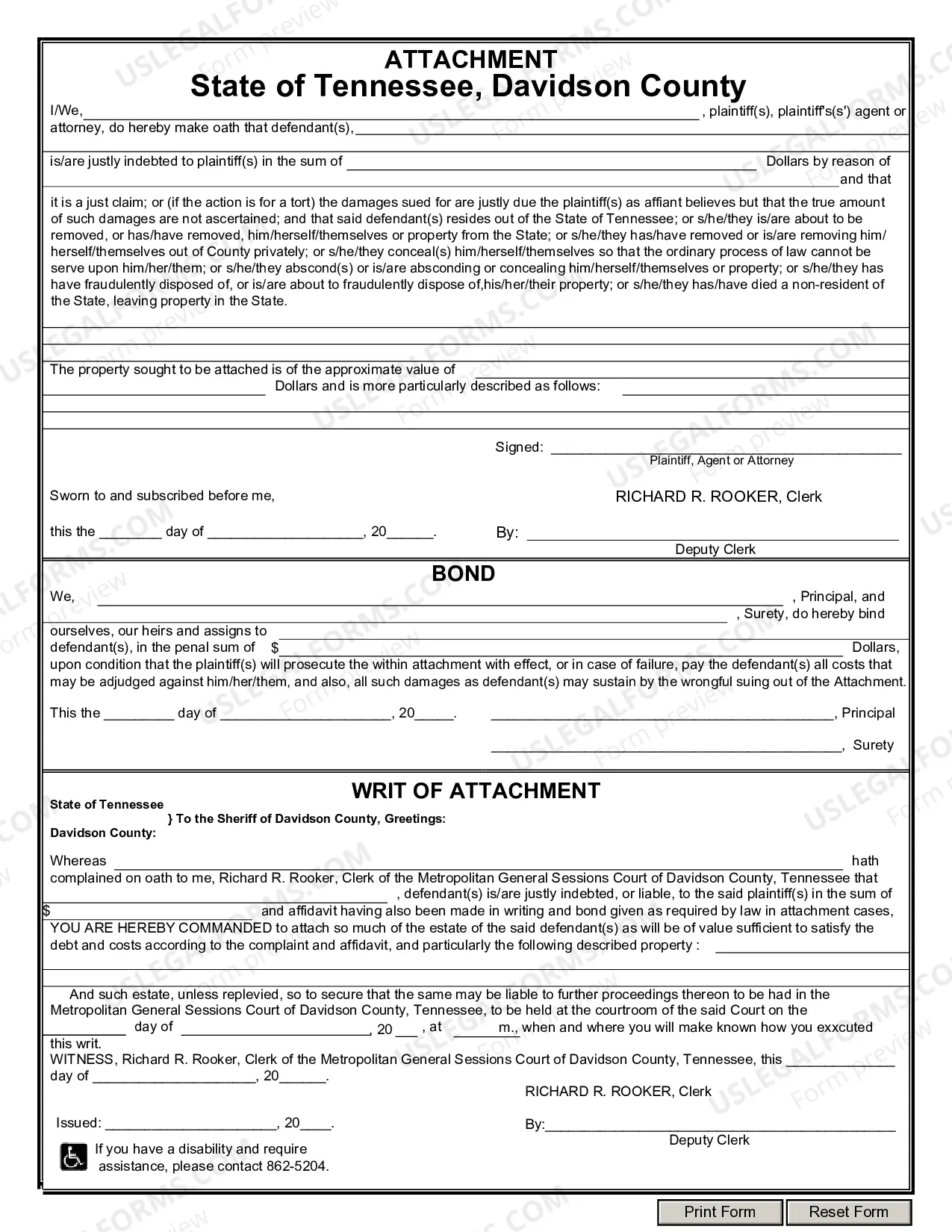 Preview Writ of Attachment