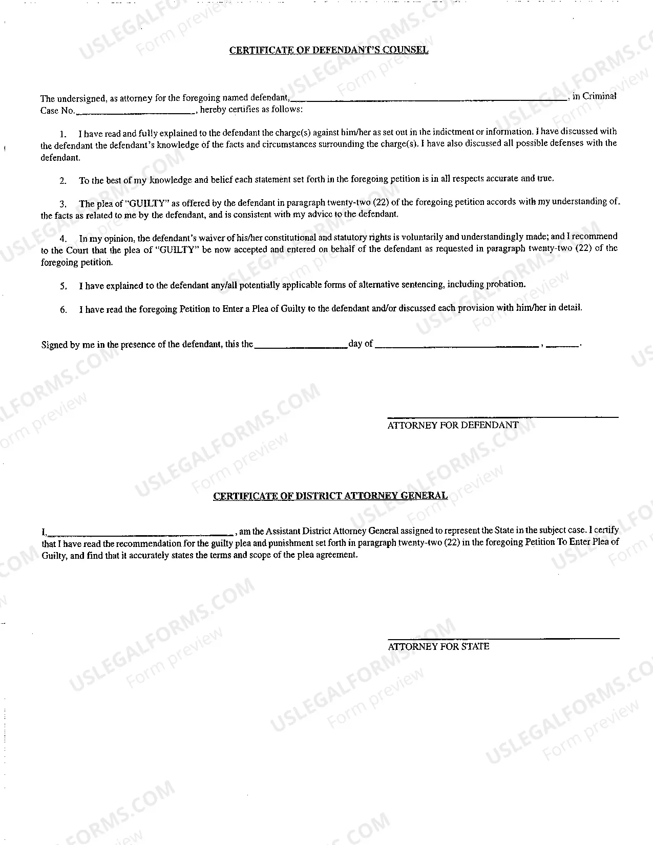 Preview Trial Court Guilty Plea Petition