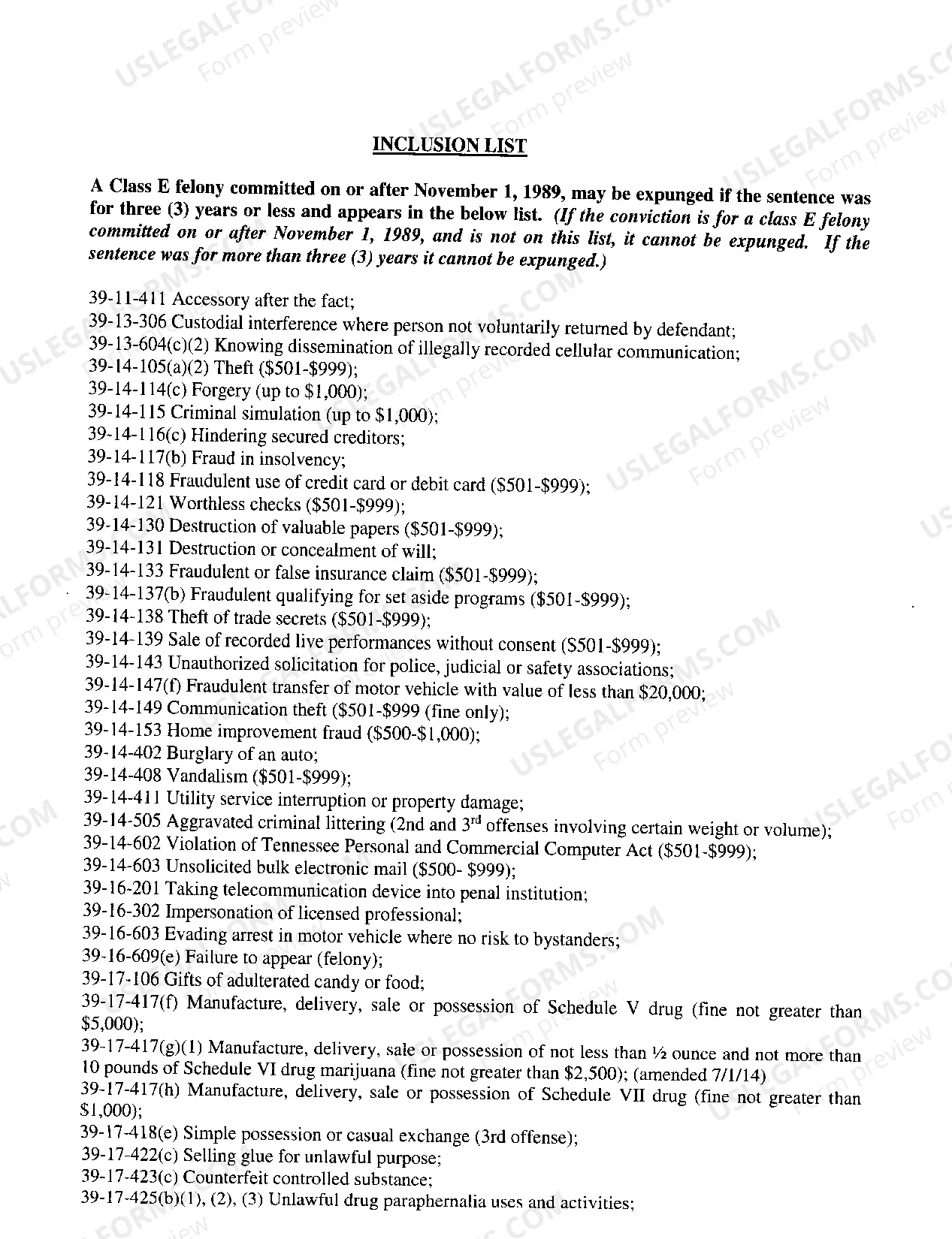Preview 40-32-101(g) Expungement Packet General Sessions
