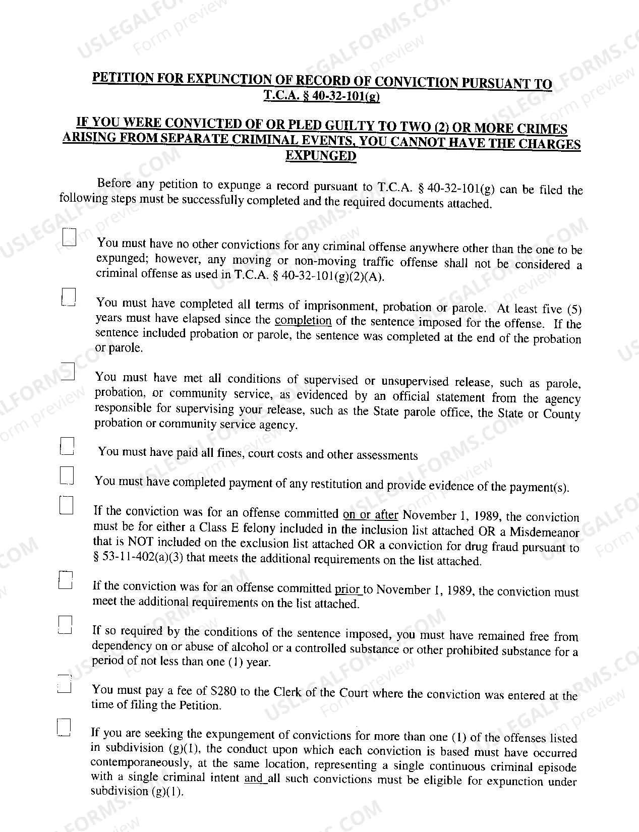 Preview 40-32-101(g) Expungement Packet Criminal