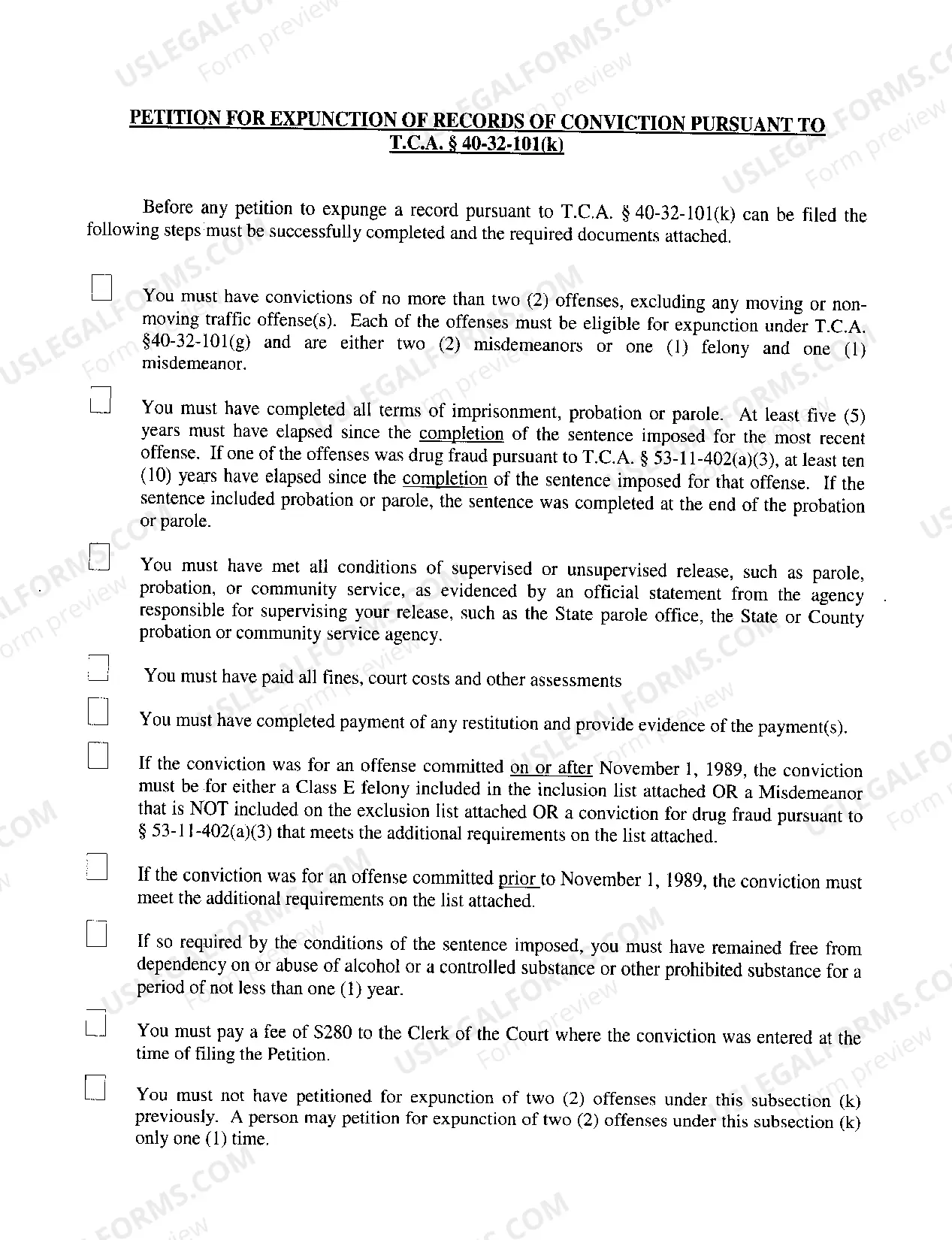 Preview 40-32-101(k) Expungement Packet General Sessions