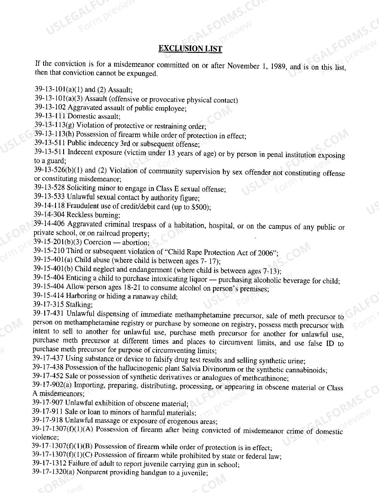 Preview 40-32-101(k) Expungement Packet General Sessions