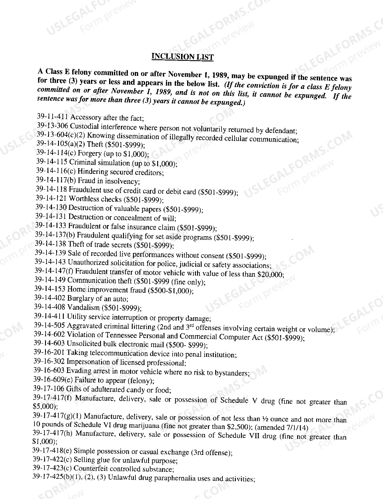 Preview 40-32-101(k) Expungement Packet Criminal