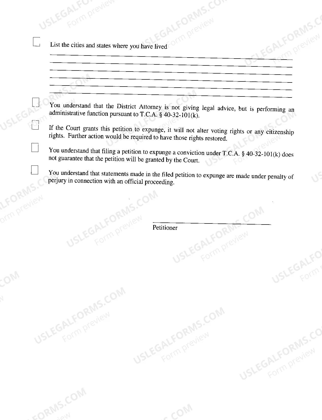 Preview 40-32-101(k) Expungement Packet Joint
