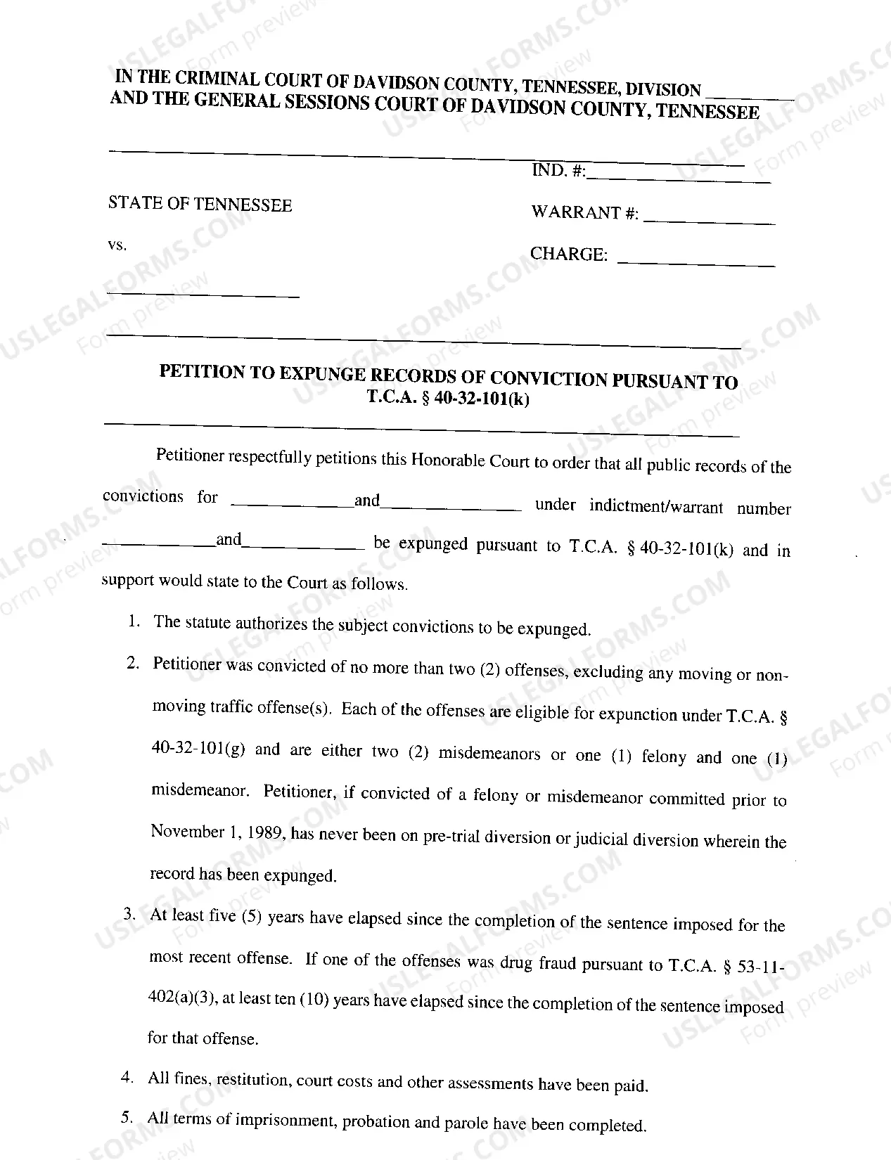 Preview 40-32-101(k) Expungement Packet Joint