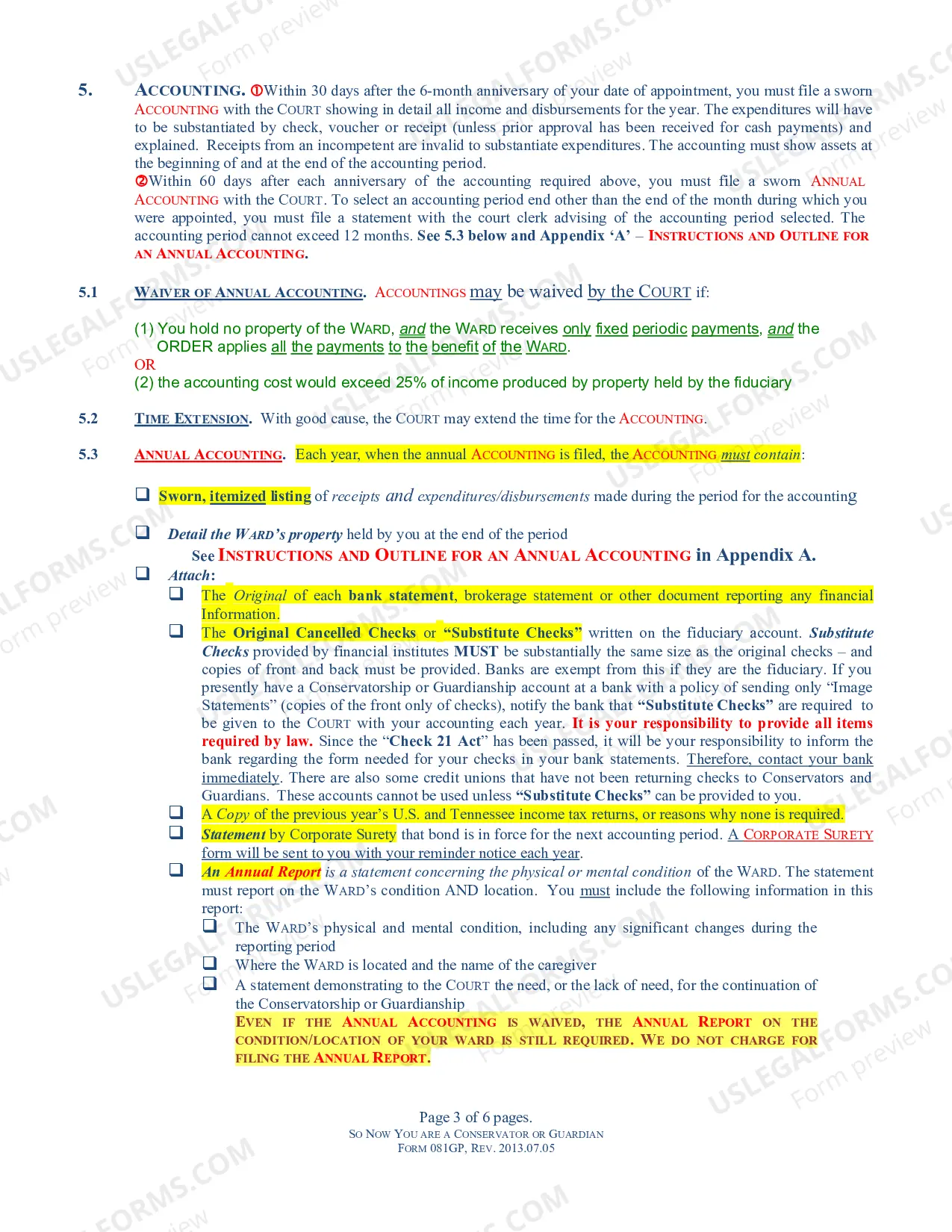 Preview Instructions And Outline For Annual Accounting