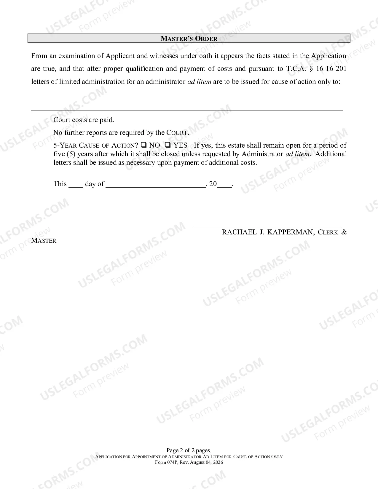 Preview PETITION - for Appointment of Administrator AdLitemfor Cause of Action Only (Probate)