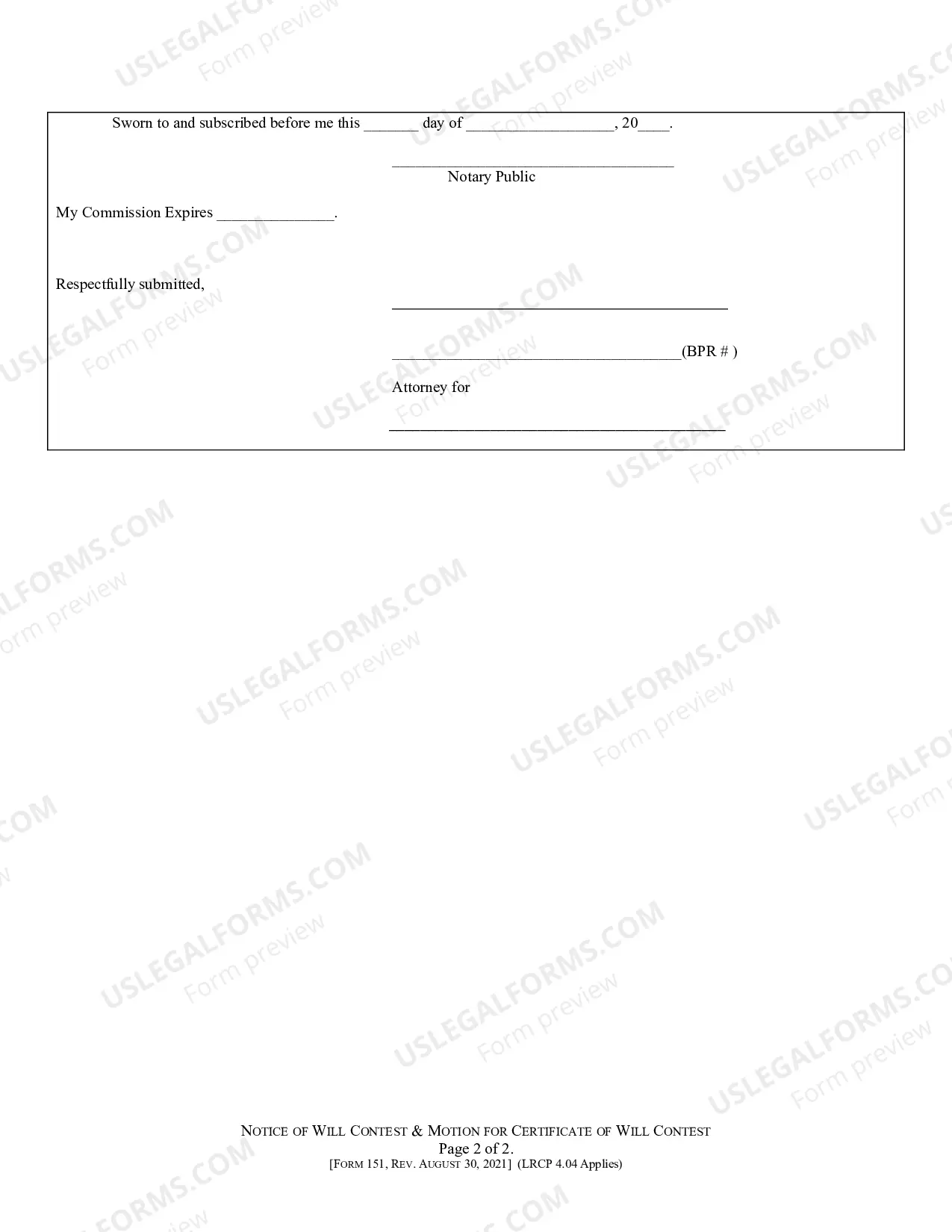 Preview PROBATE-Notice of Will Contest & Motion for Certificate of Will Contest