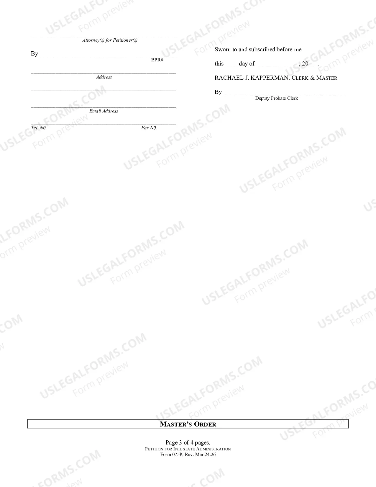 Preview PETITION - for Intestate Administration (Probate)