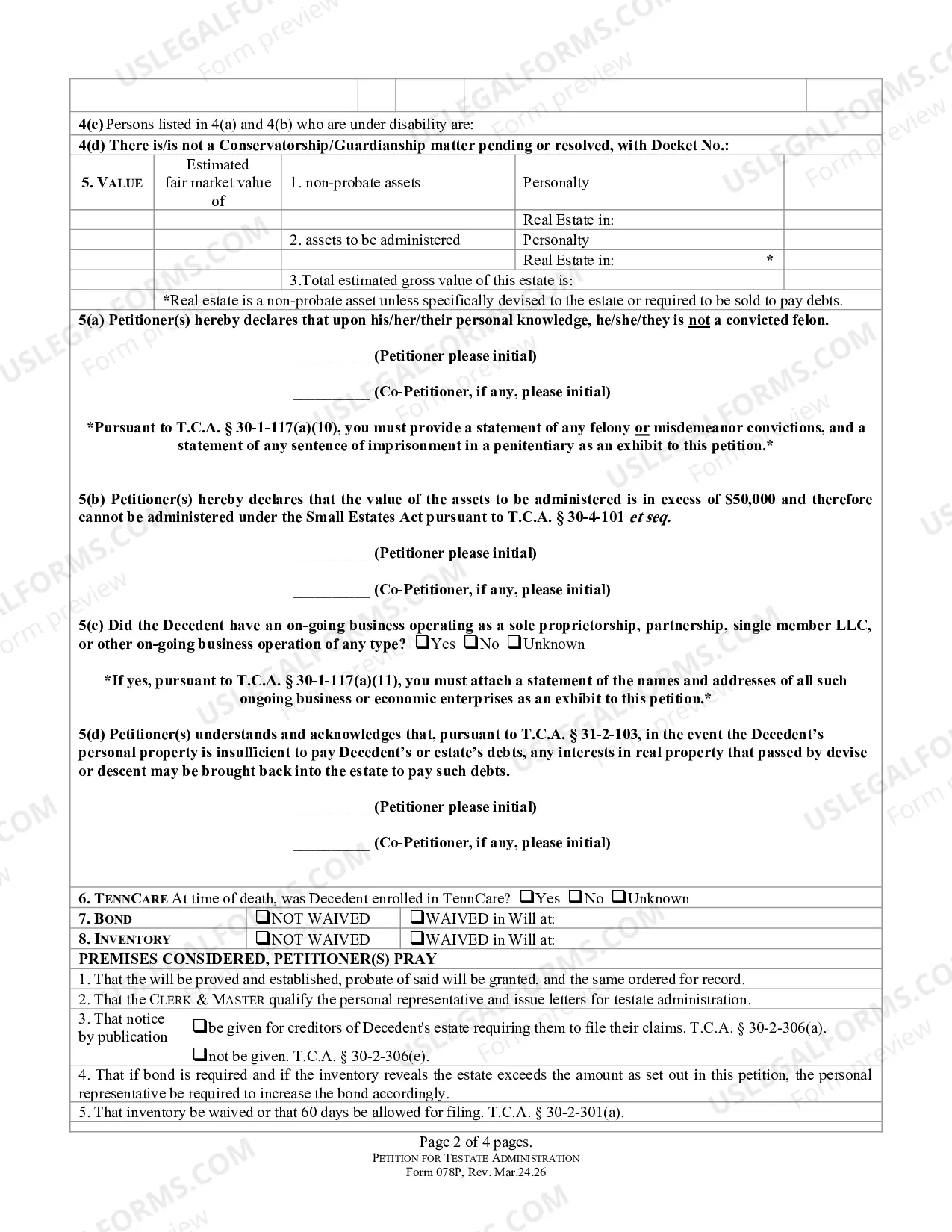 Preview PETITION - for Testate Administration (Probate)