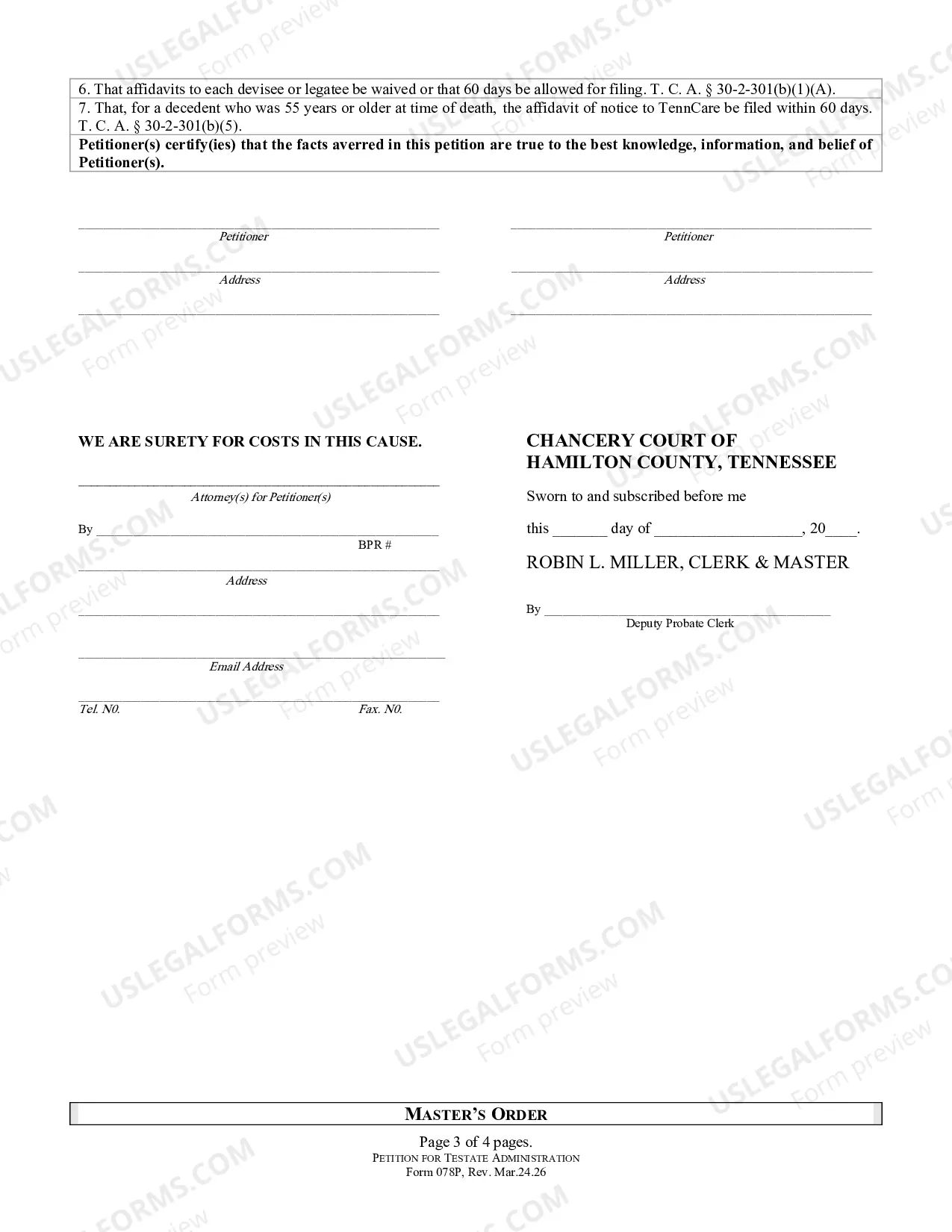 Preview PETITION - for Testate Administration (Probate)