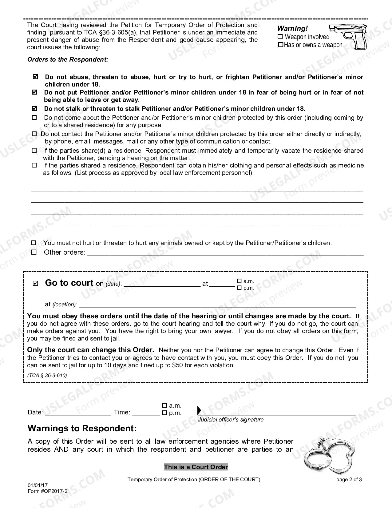 Preview EQUITY - Ex Parte Order of Protection