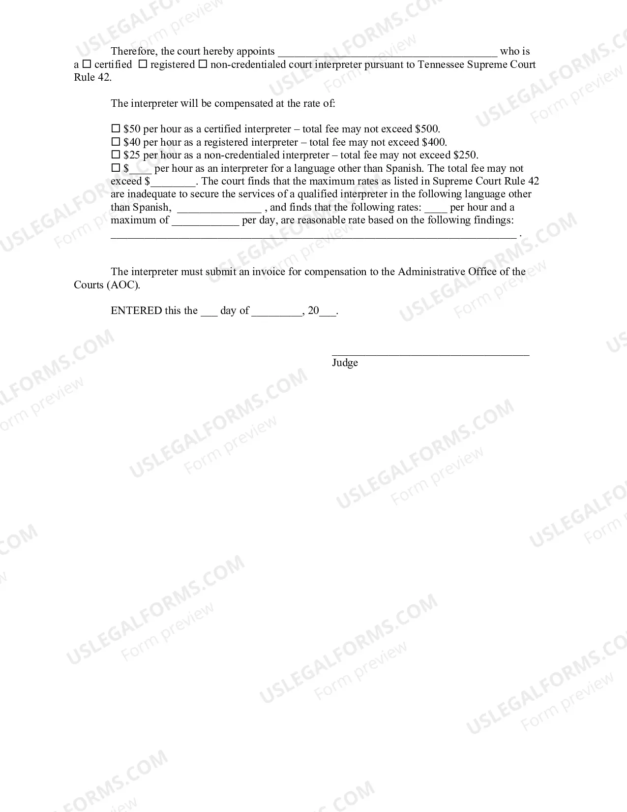 Preview EQUITY - Order Appointing Foreign Language Interpreter For Indigent Defendant
