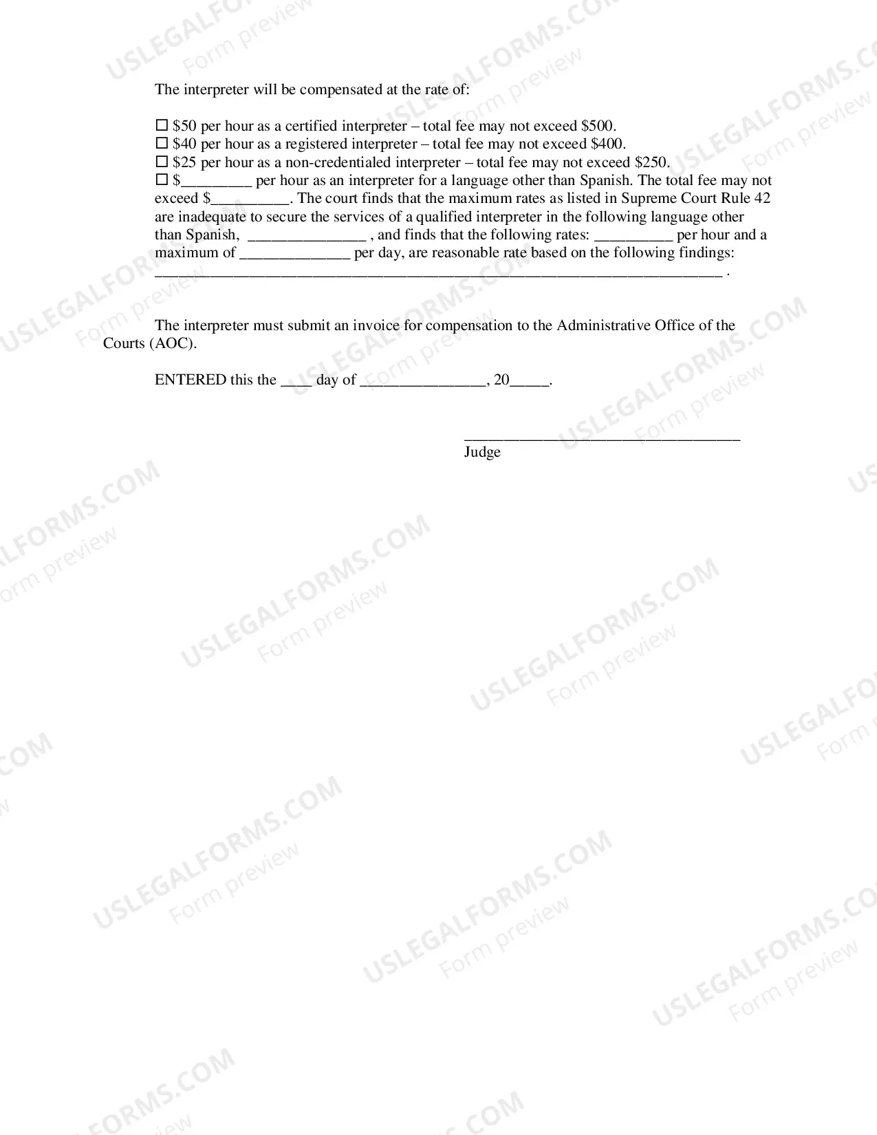 Preview EQUITY-Order Appointing Foreign Language Interpreter