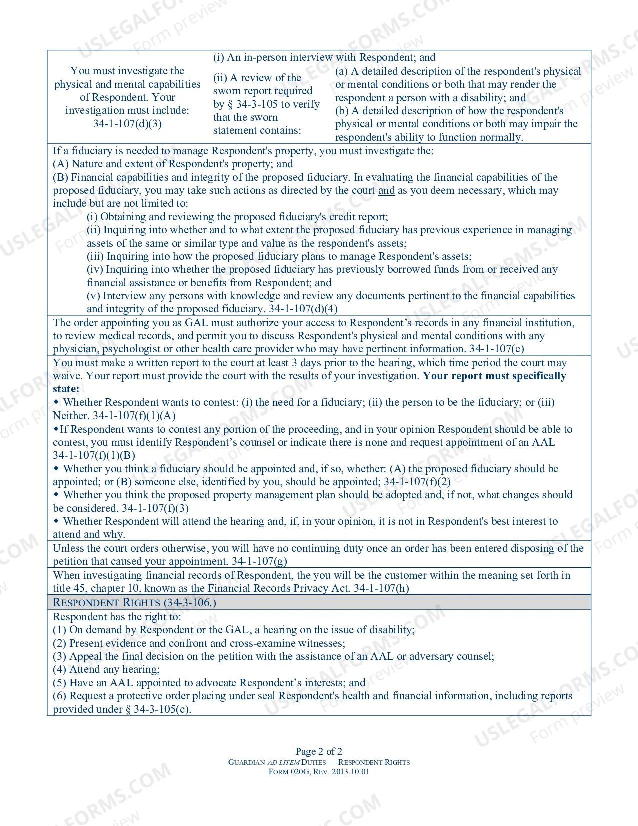 Preview GUARDIAN - Guardian Ad Litem Duties/Respondent Rights