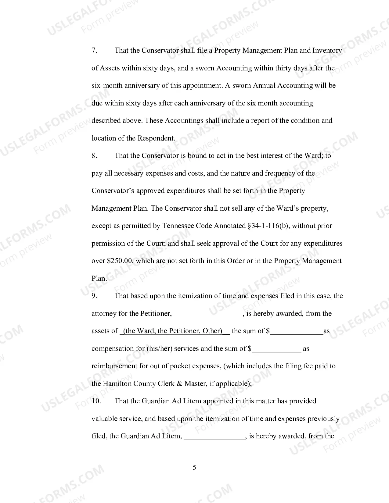 Preview GUARDIAN-Sample Order Appointing Conservator Order