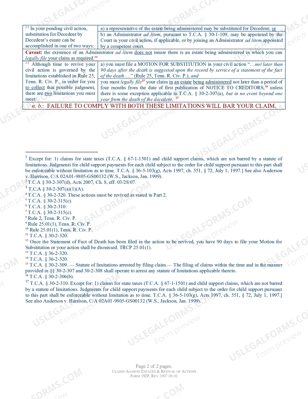 Preview CLAIMS - Claims Against Estates & Revival of Actions