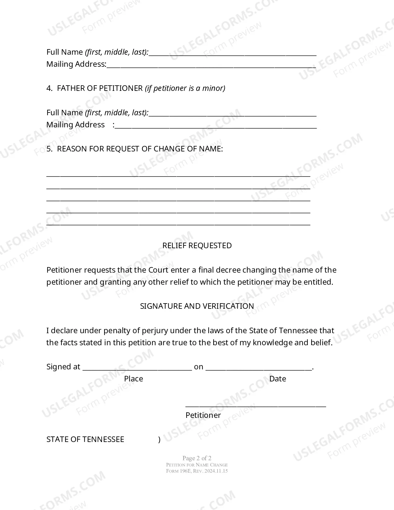 Preview PETITION -for Name Change