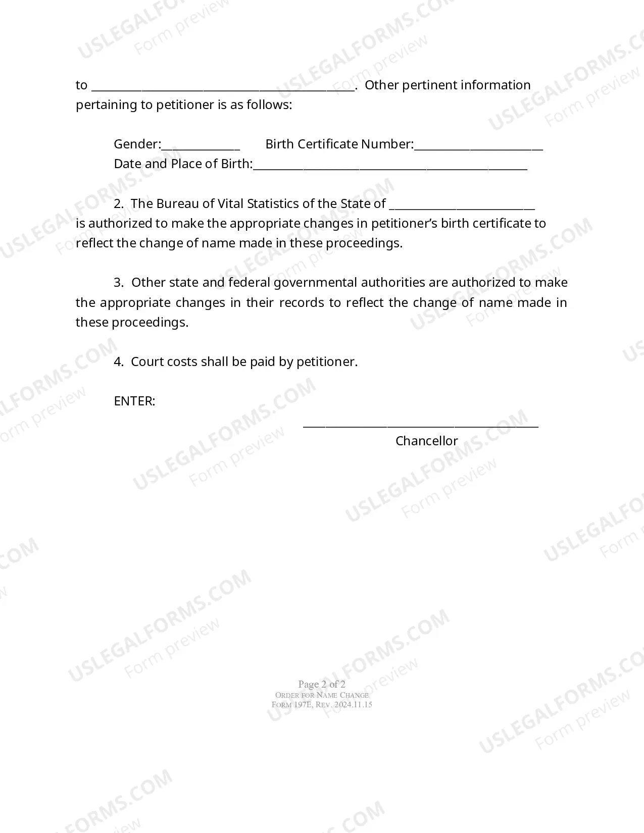 Preview ORDER - for Name Change