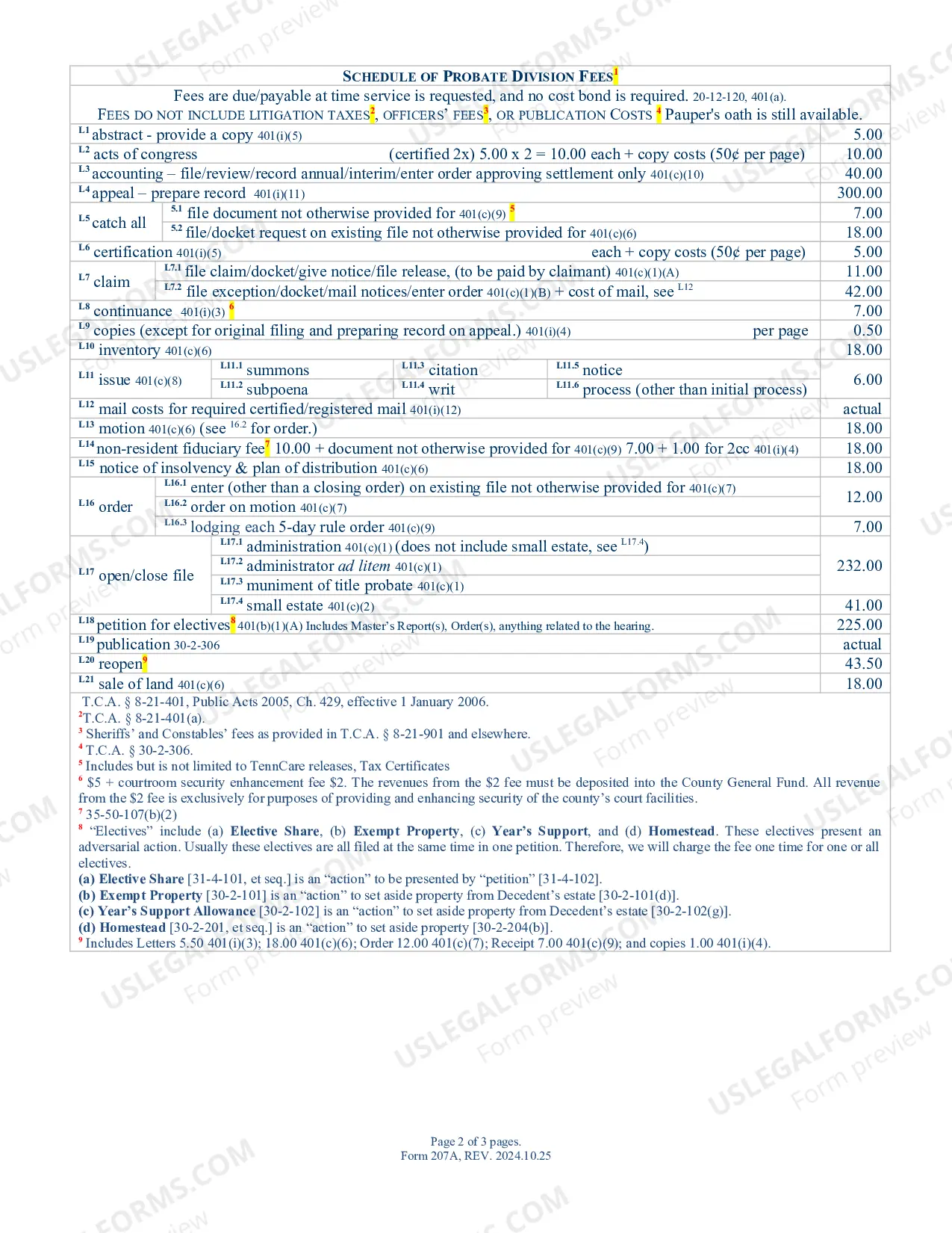 Preview FILING FEES - Chancery Court