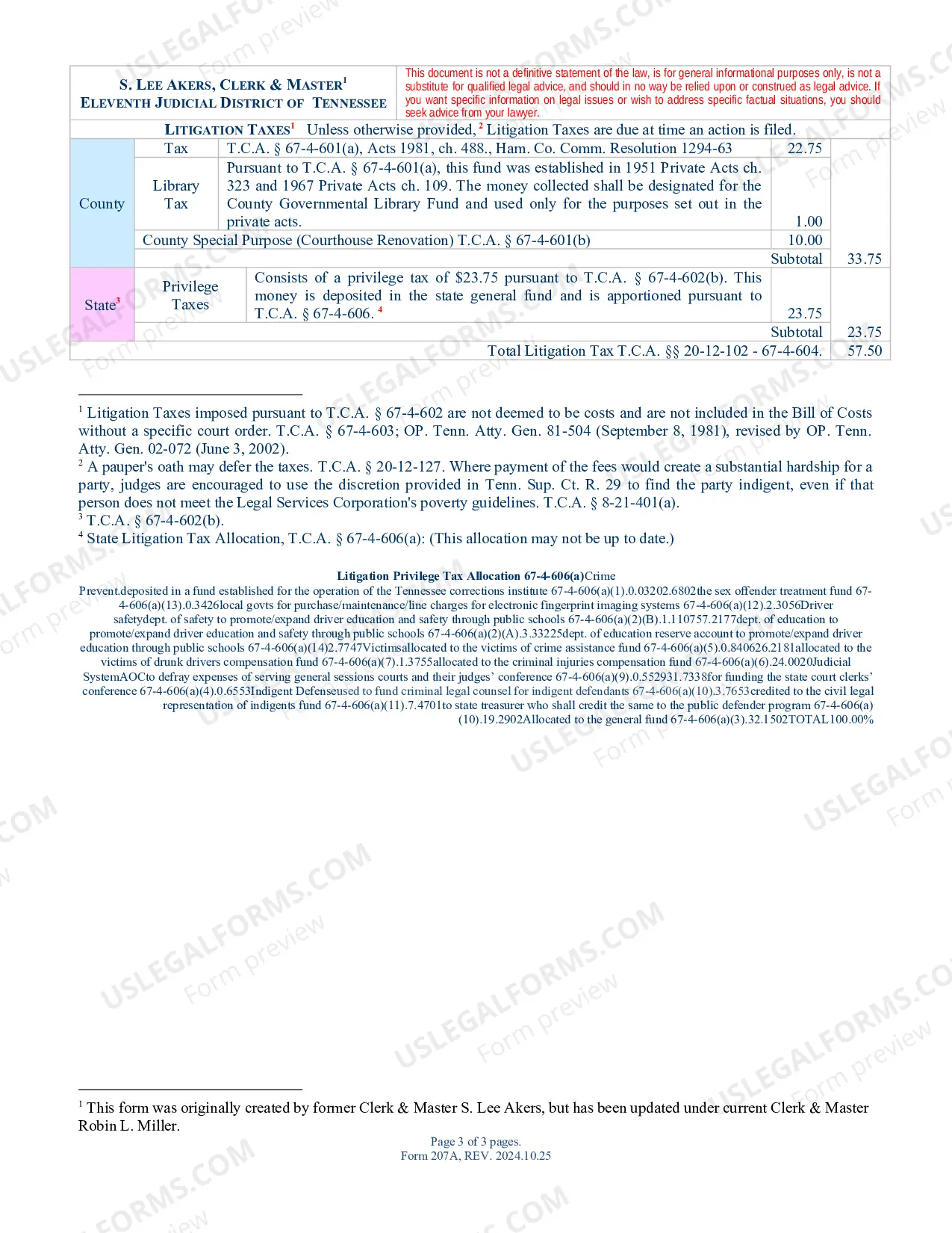Preview FILING FEES - Chancery Court