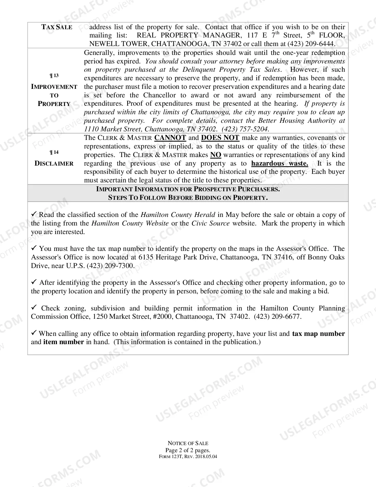 Preview TAX SALE-Tax Sale Information