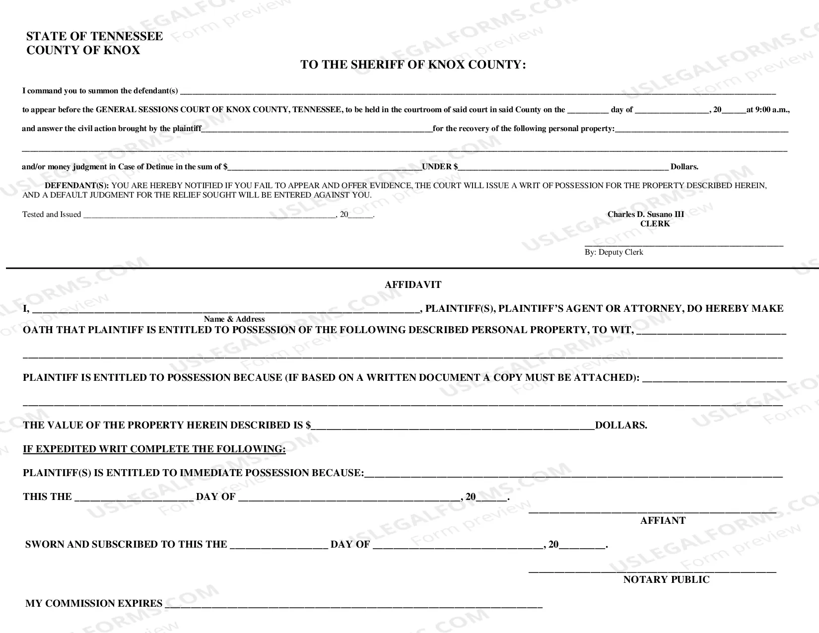 Preview *Action to Recover Personal Property