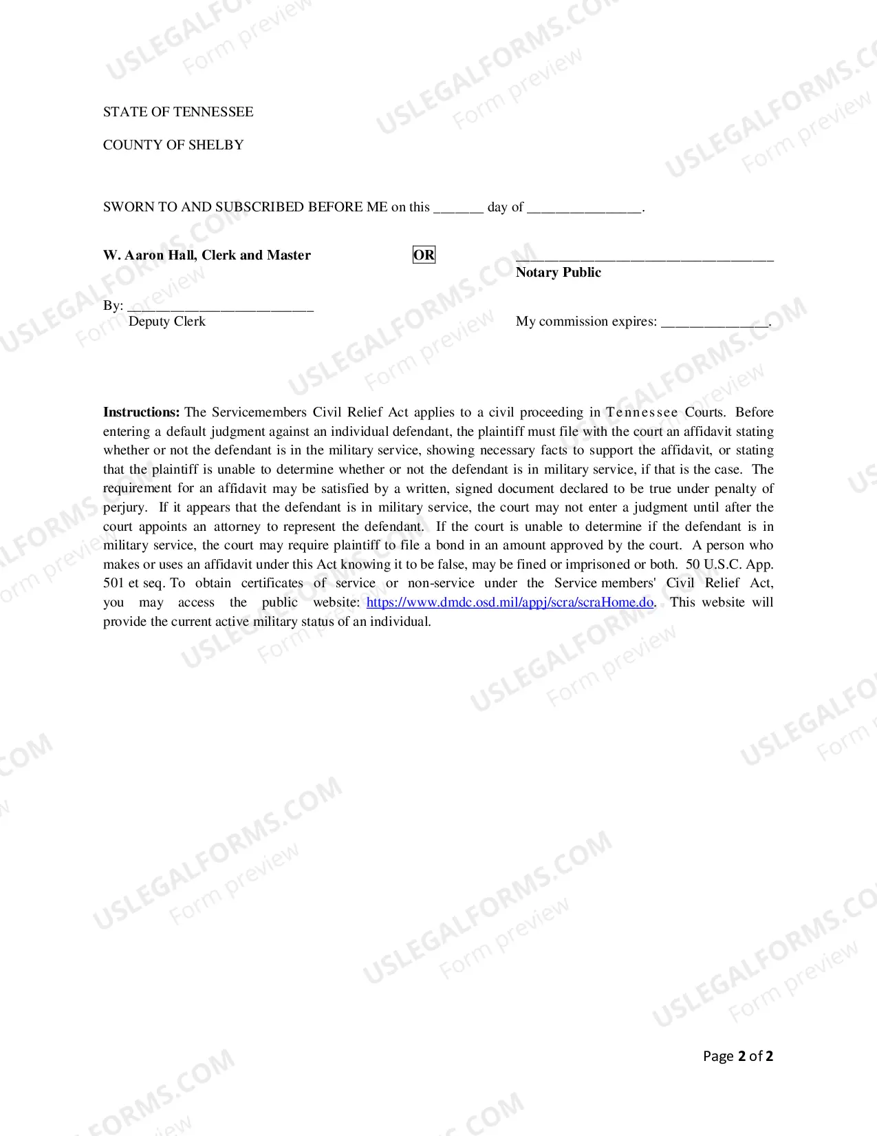 Preview Military Affidavit