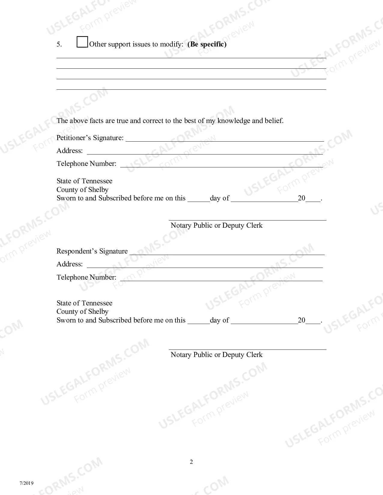 Preview Petition to Modify Support Order and/or Wage Assignment