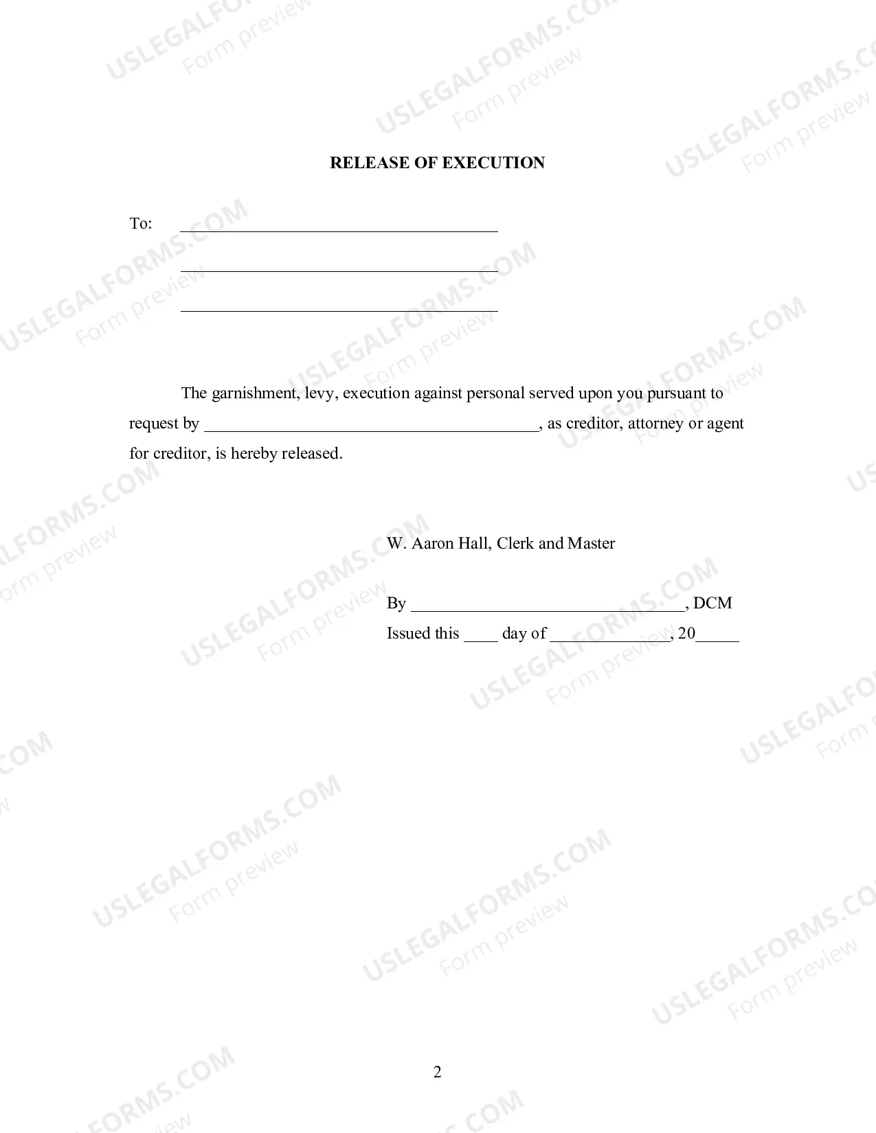 Preview Garnishment Release