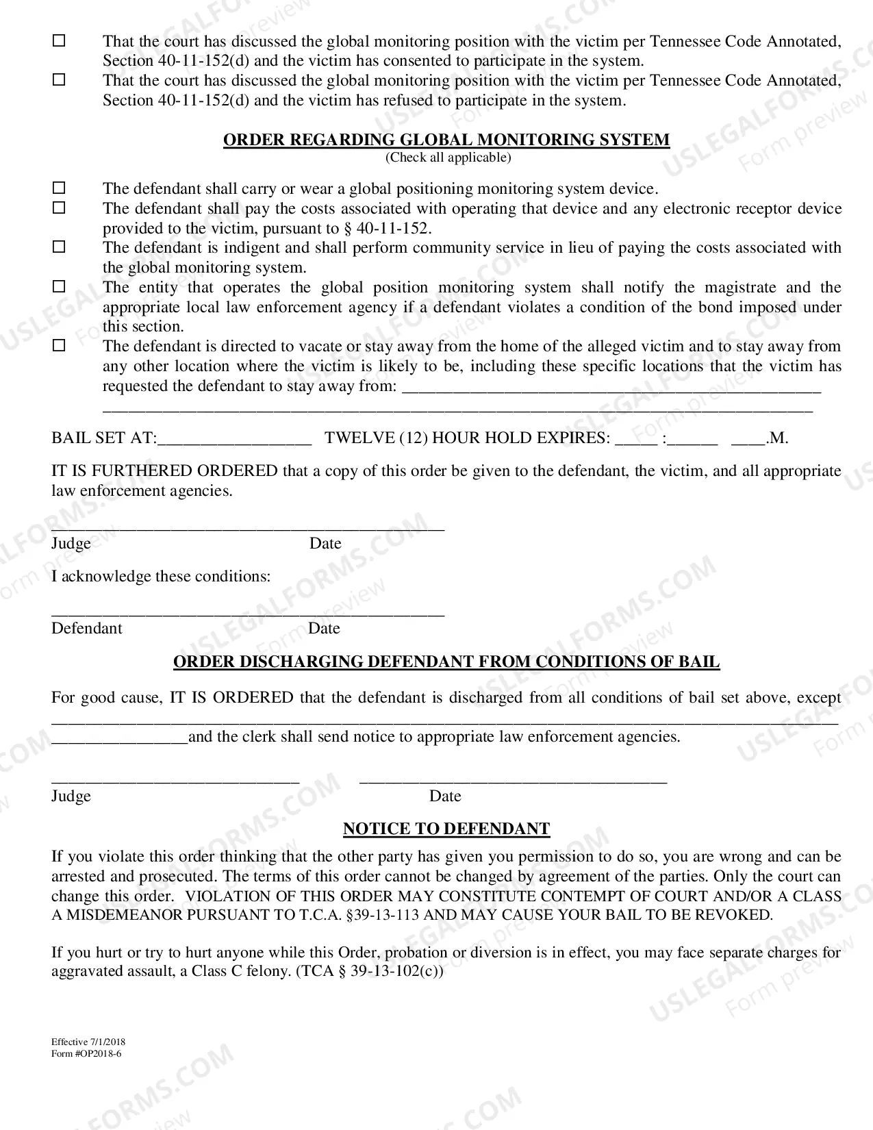 Preview Bail Order Form in Abuse Cases
