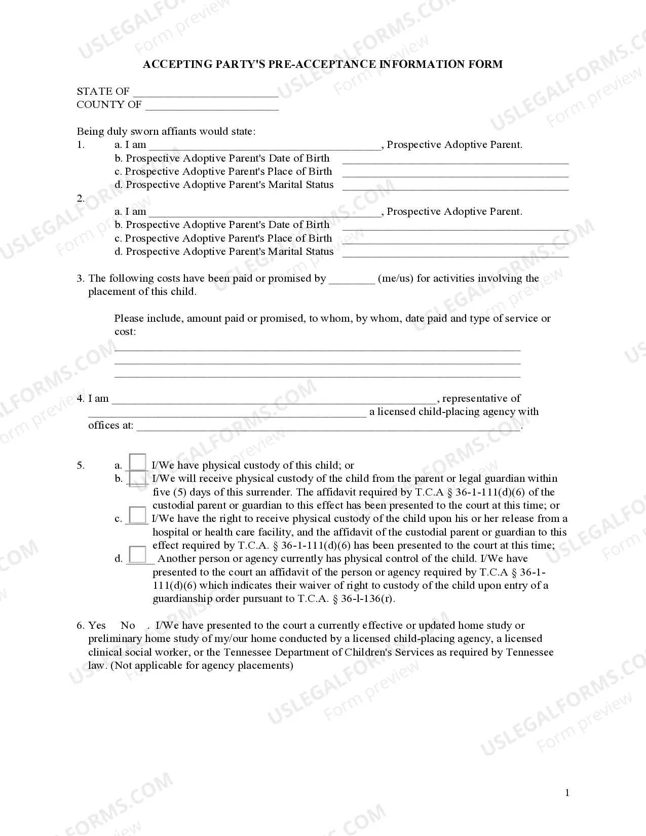 Preview Surrender to Adoptive Parent