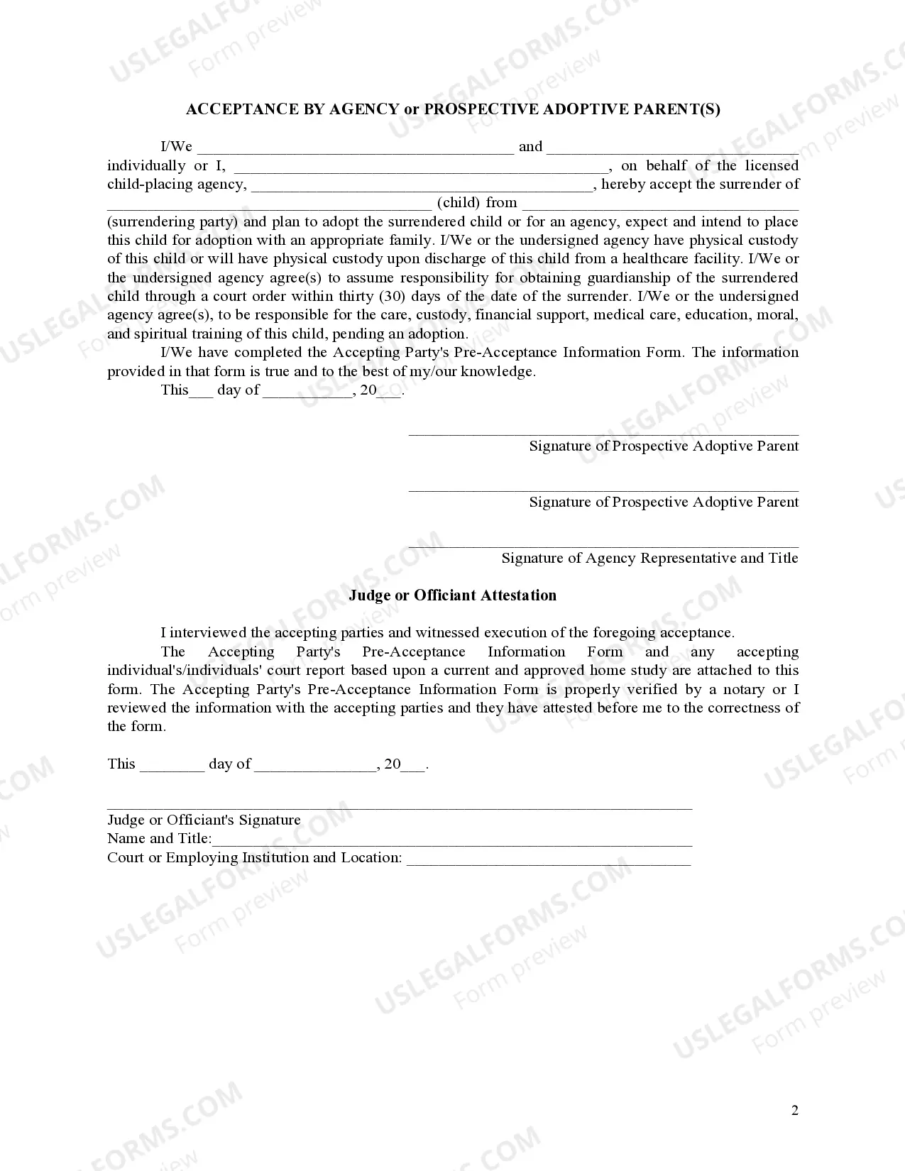 Preview Surrender to Agency