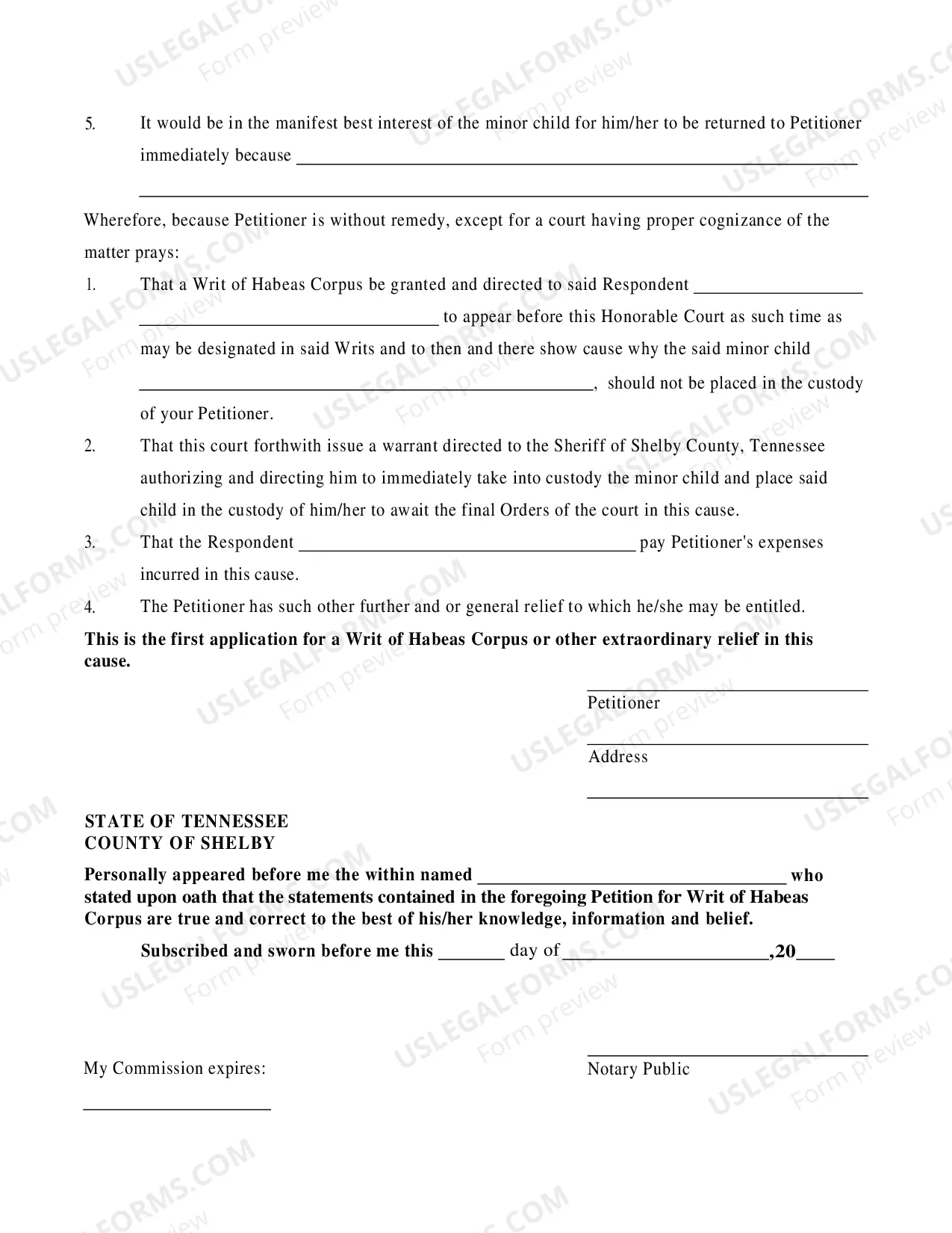 Preview Petition for Writ of Habeas Corpus